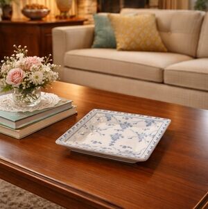 ROSE BROCADE by Skye McGhie fine porcelain 5.5 inch square Deco Trivet Dish